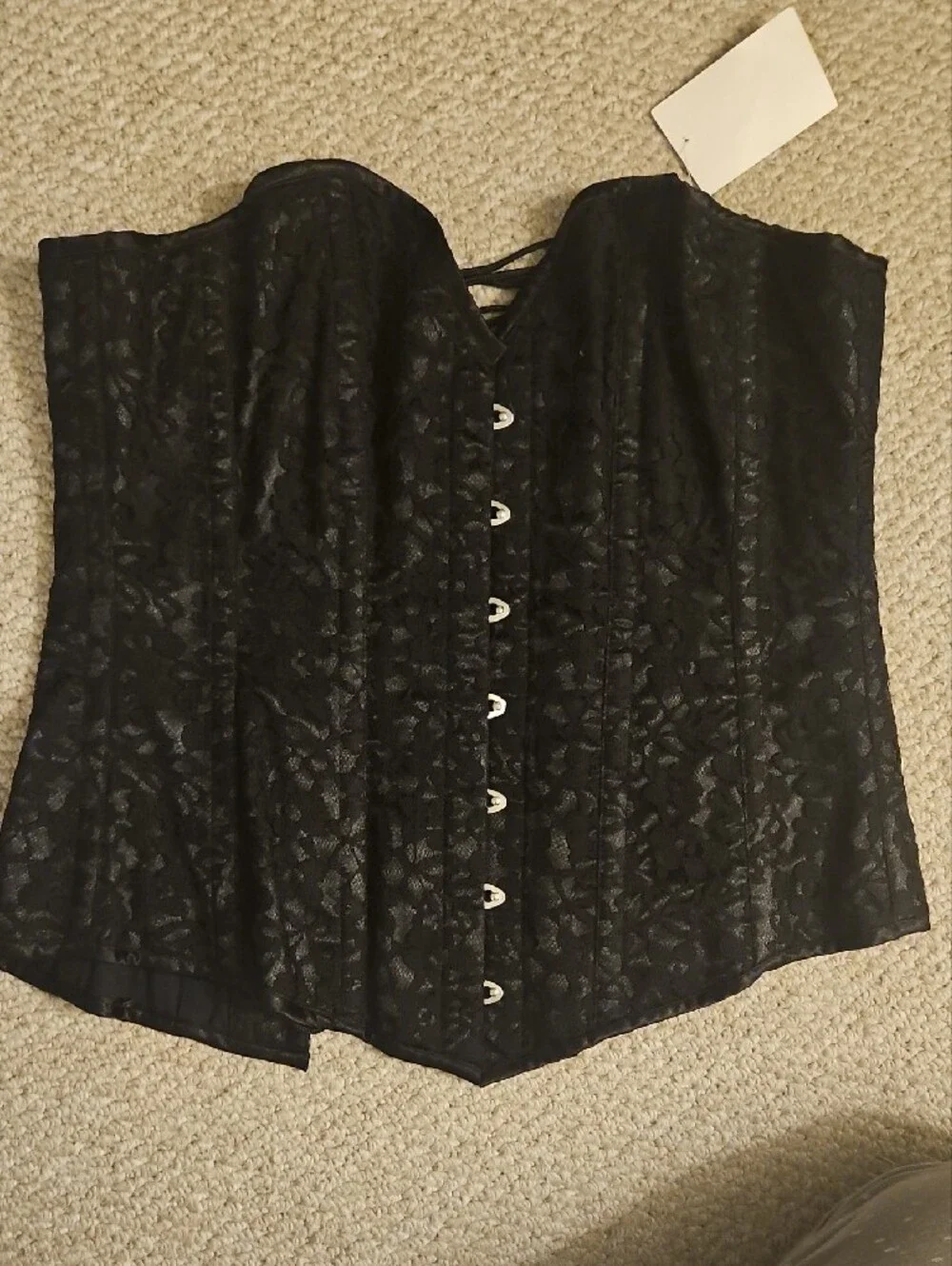 Black Lace-Up Overbust Corset - Unbranded Elegance
